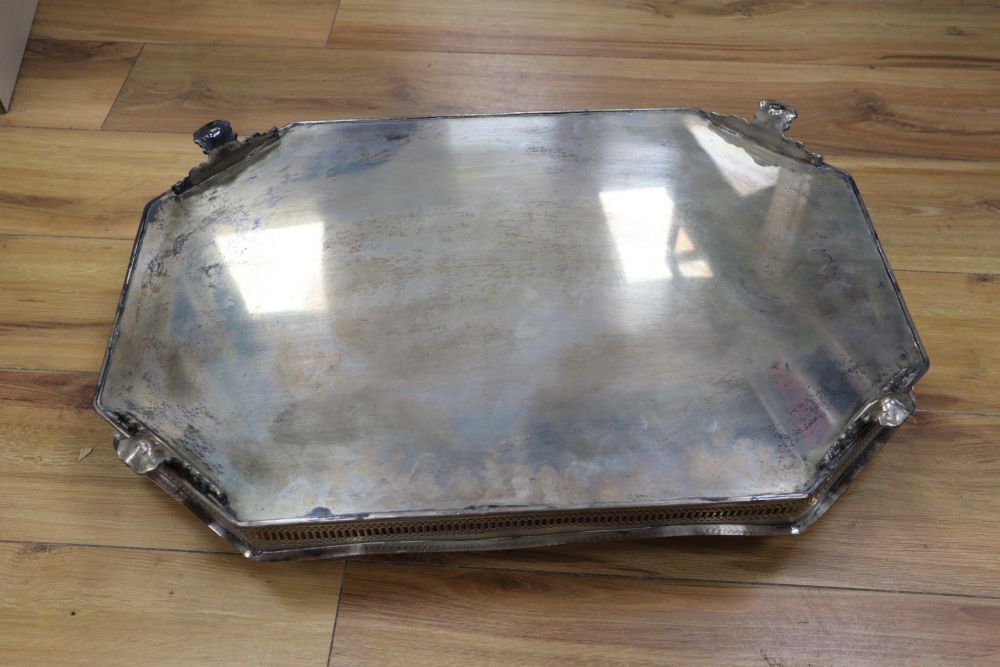 A plated two-handled gallery tray, width 65cm